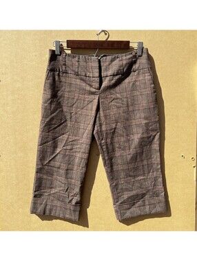 Vintage Y2K No Boundaries Plaid Capri Pants Brown Low Rise Gaucho Trousers 5